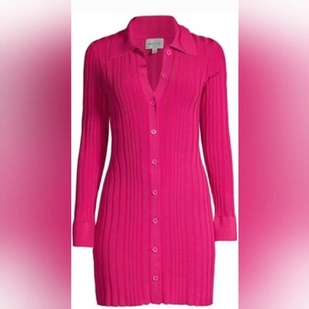 MILLY POLO CARDIGAN RIBBED DRESS